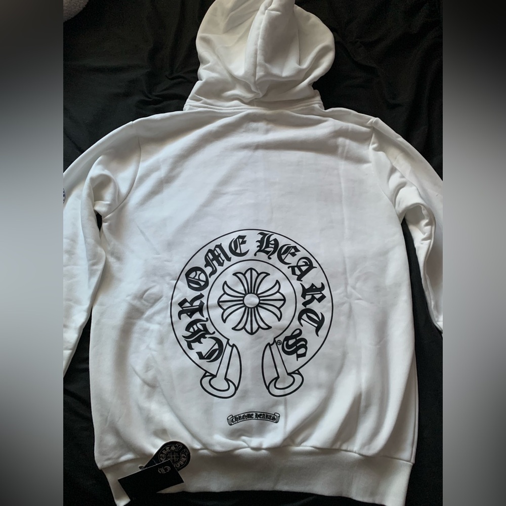 Chrome Hearts White Hoodie with Black Logo